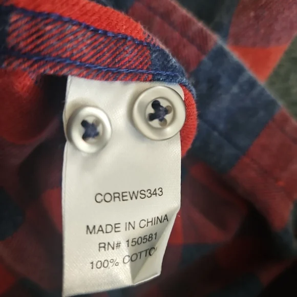 Flag & Anthem Navy Red Box Plaid Vintage Wash Button Up Shirt Mens Sz M - Picture 7 of 9